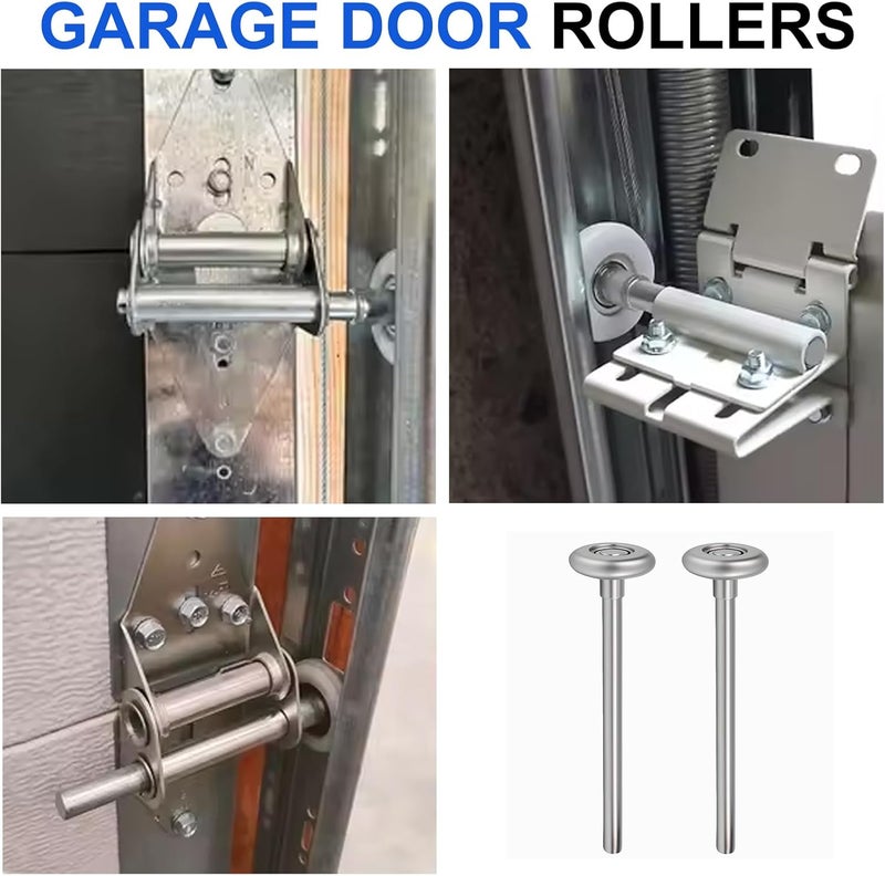 Grngven 2pcs 1.8Inch Steel Garage Door Rollers, Metal Roller for 2" Garage Door Track Replacement, 7" Long Roller Wheels Stem, High Load 10 Ball Bearing - Image 4